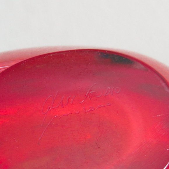 VTG Italian Murano Art Glass Vase Collectible Red Millefiori Studio Blown MCM - Picture 3 of 7